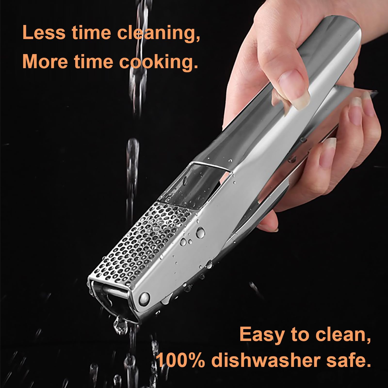 KAITION garlic press ergonomic handles in action reduce hand fatigue during cooking.