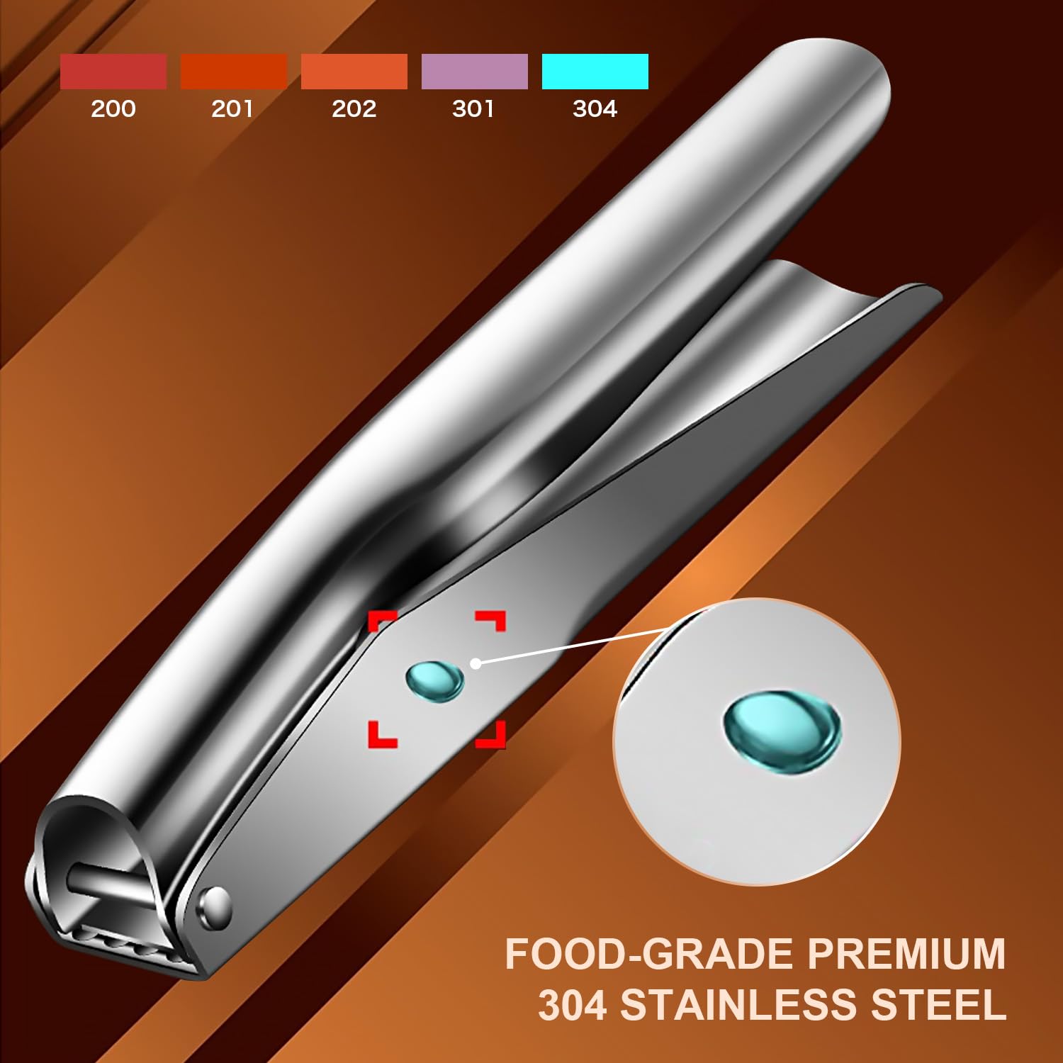 KAITION garlic press adds modern kitchen flair with timeless stainless look.