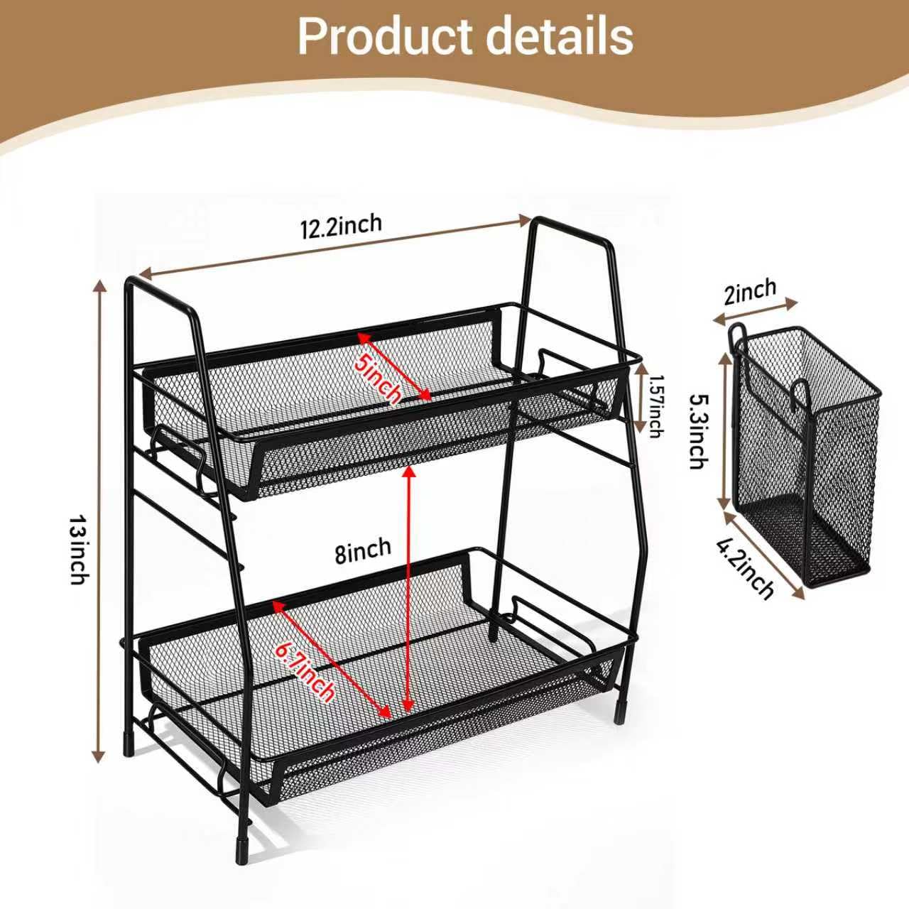 Kaixin Rabbit bathroom counter organizer in metal for toiletries and daily essentials.
