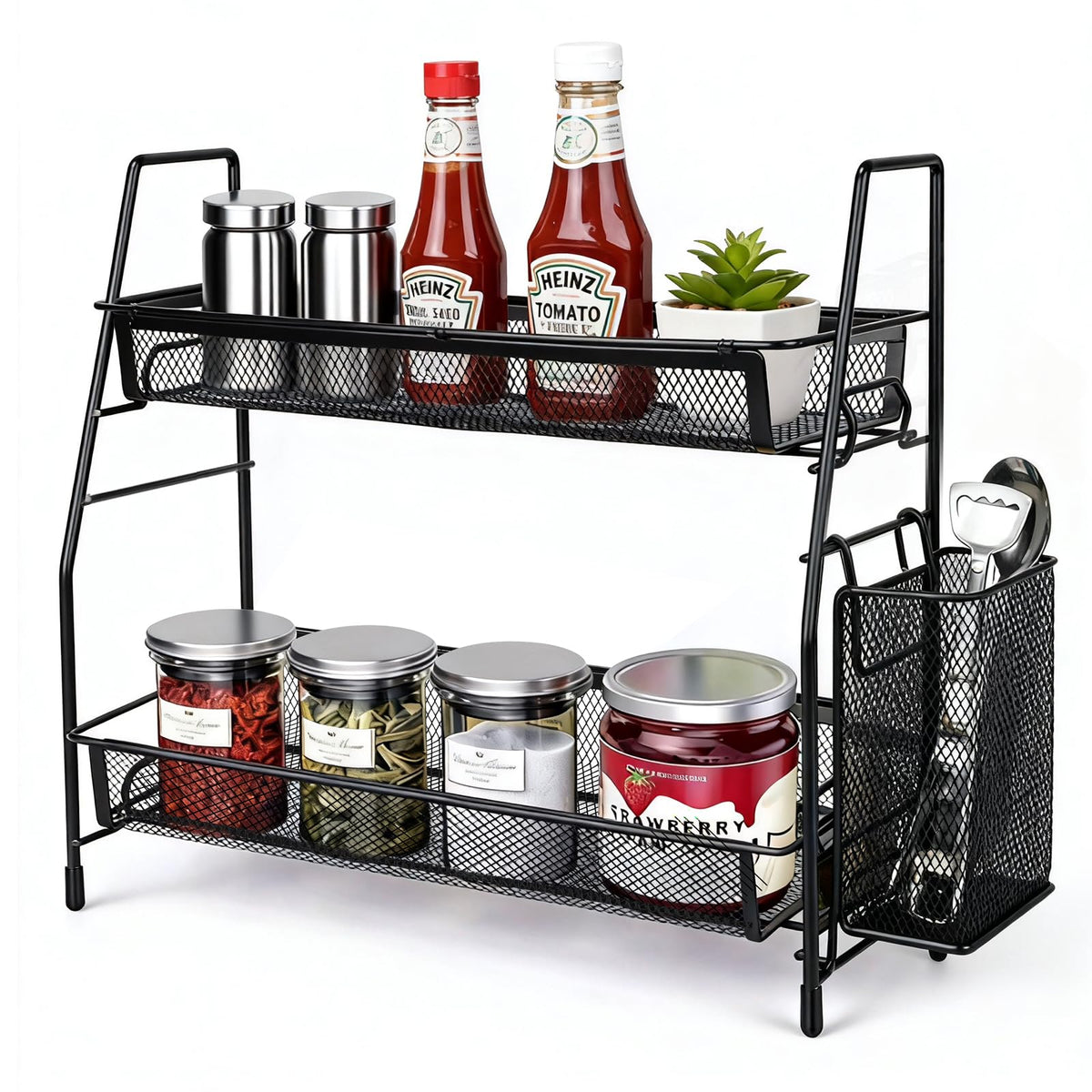 Kaixin Rabbit kitchen counter rack with spice baskets keeps spices organized and within reach.