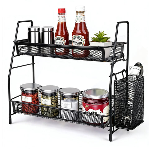 Kaixin Rabbit kitchen counter rack with spice baskets keeps spices organized and within reach.