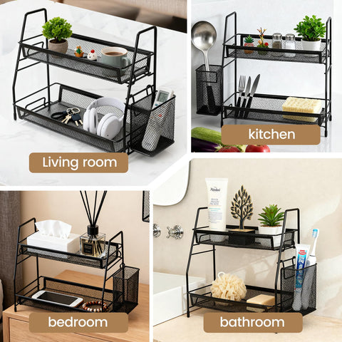 Kaixin Rabbit sink-side storage rack grid design promotes drainage and prevents clutter.
