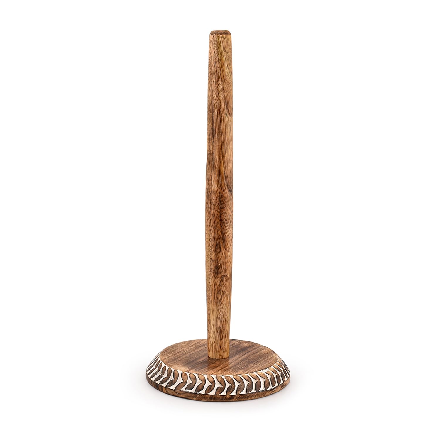 Kaizen Casa mango wood base keeps towels accessible with a sturdy, minimalist design.