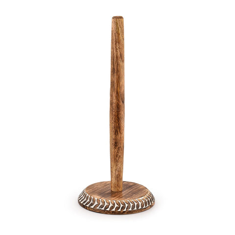 Kaizen Casa mango wood base keeps towels accessible with a sturdy, minimalist design.