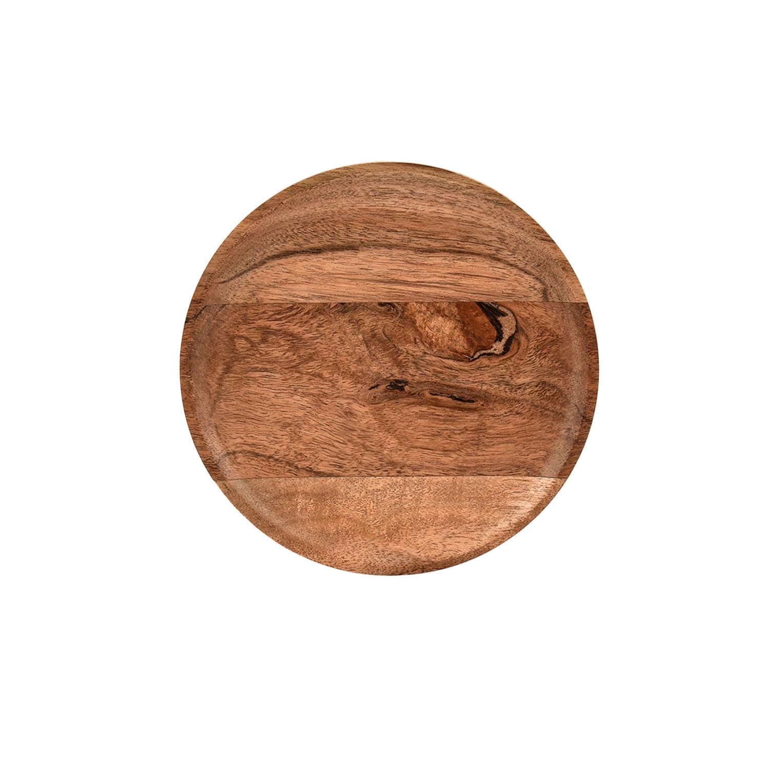 Kaizen Casa wooden serving plate doubles as a decorative charger for stylish entertaining.
