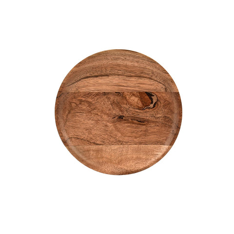 Kaizen Casa wooden serving plate doubles as a decorative charger for stylish entertaining.