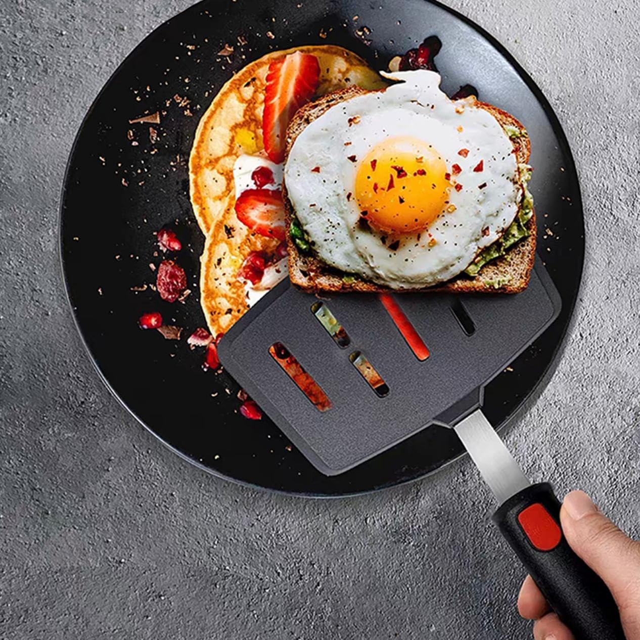 KAKAMINA ergonomic-handle silicone spatula for comfortable grip during cooking