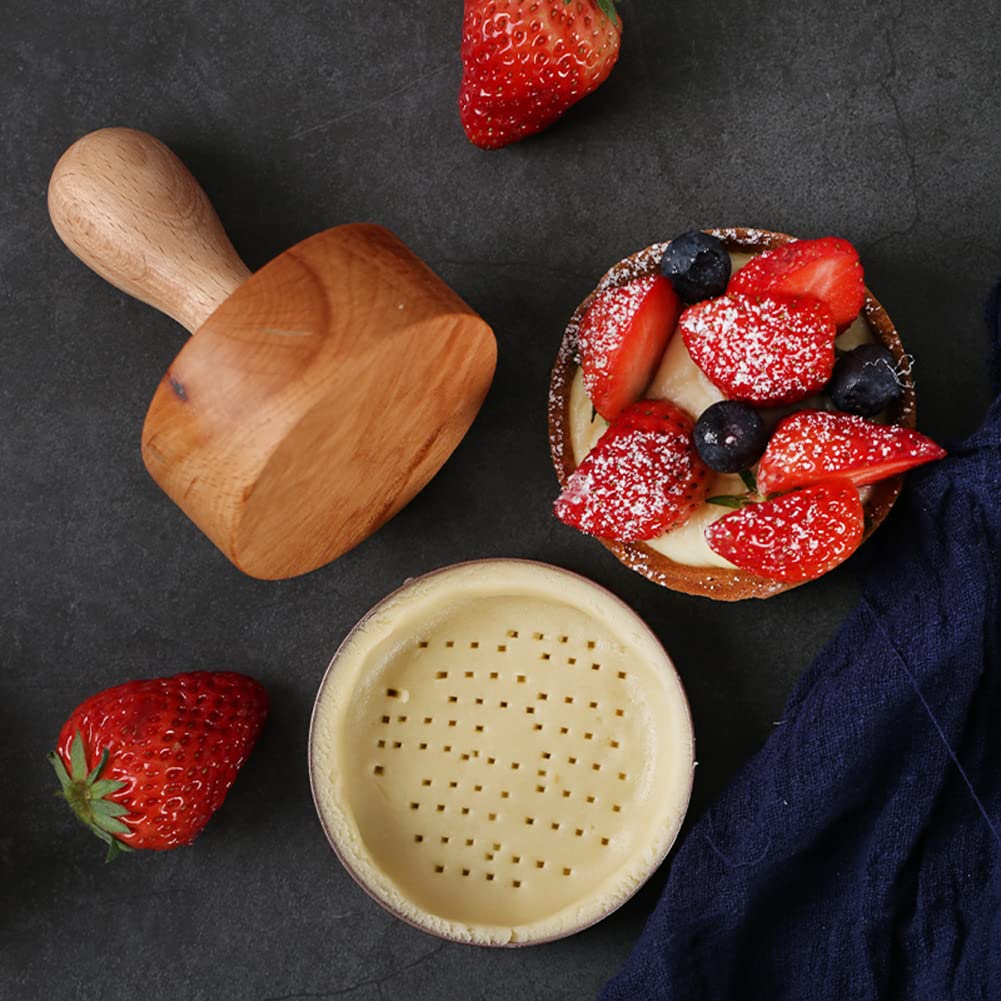 KALAIEN wooden tart tamper for even crust pressing.