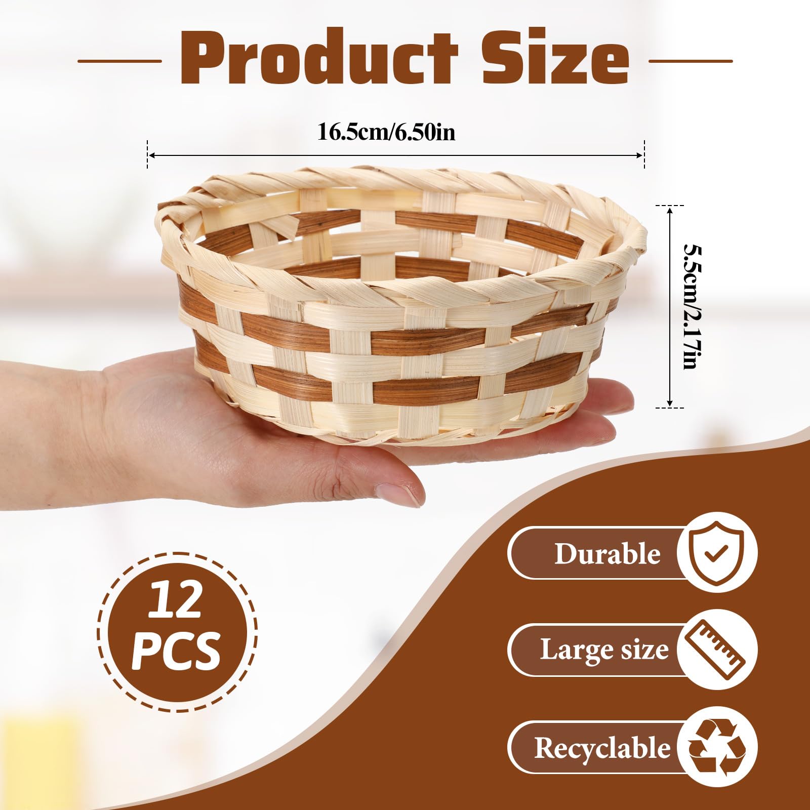 KALIONE bamboo bread basket 6.5 inch ideal for daily bread
