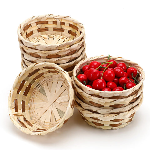 KALIONE round bamboo gift basket 12-pack for stylish display and gifting