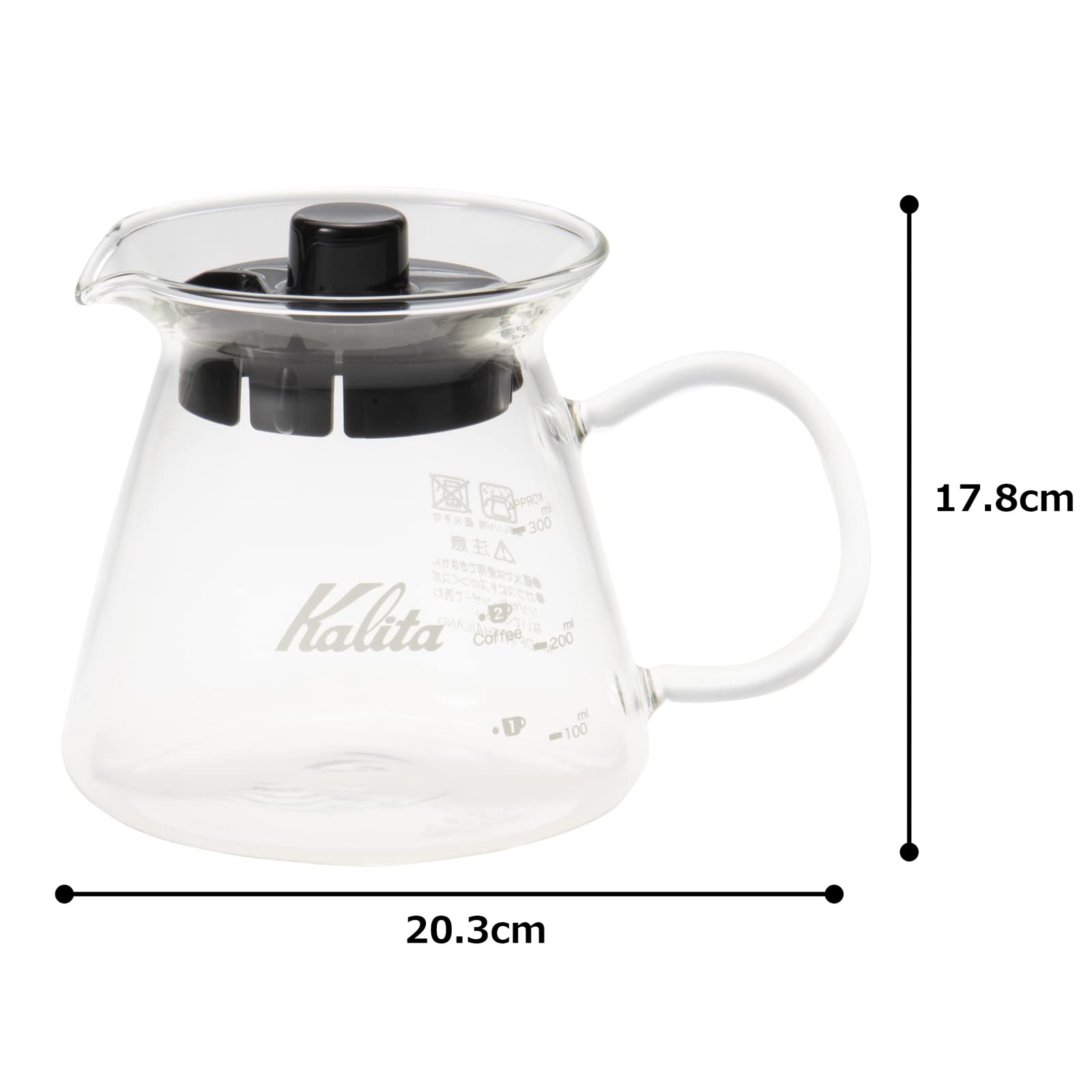 Kalita glass server styled for coffee or tea service