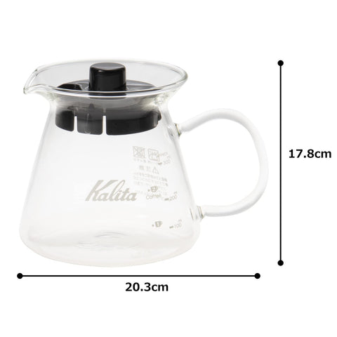 Kalita glass server styled for coffee or tea service
