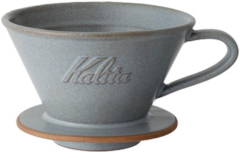 Kalita Carita coffee dripper in sand gray showcases Mino ware craftsmanship for enriched pour-over.