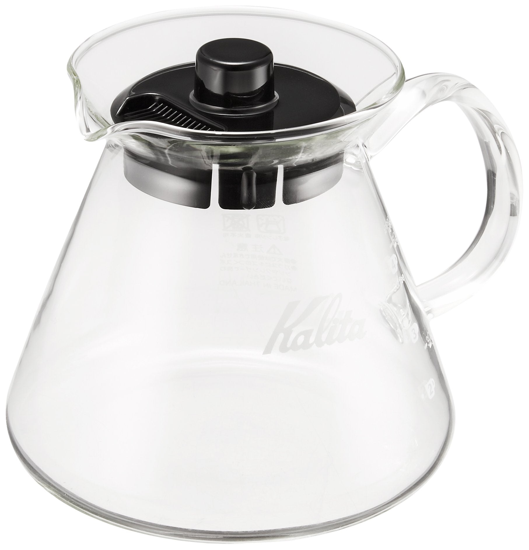 Kalita Wave 500 Server G side view shows a clear glass body for visual brew color