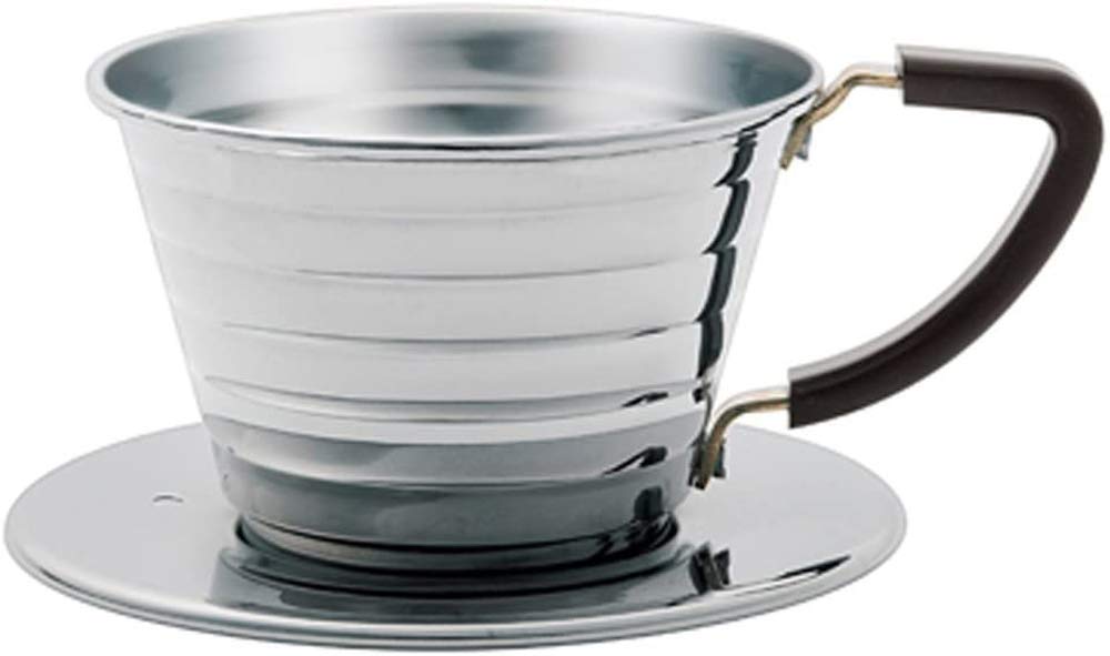 Kalita Wave 155 front view shows a compact stainless steel dripper for home pour-over