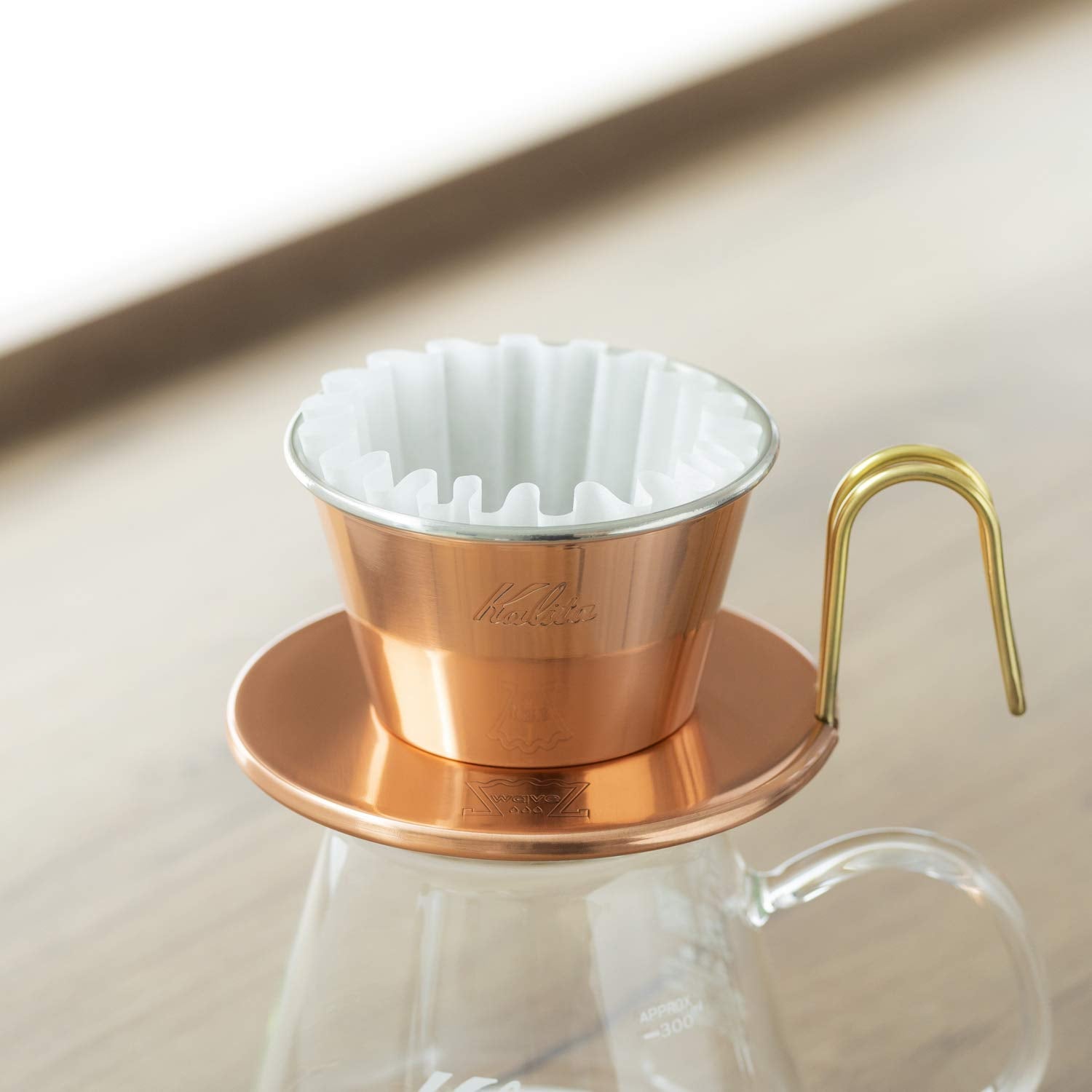 Kalita pour-over dripper with filters ready for use