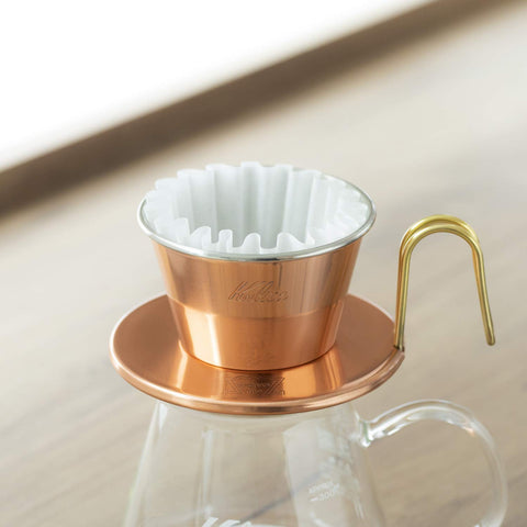 Kalita pour-over dripper with filters ready for use