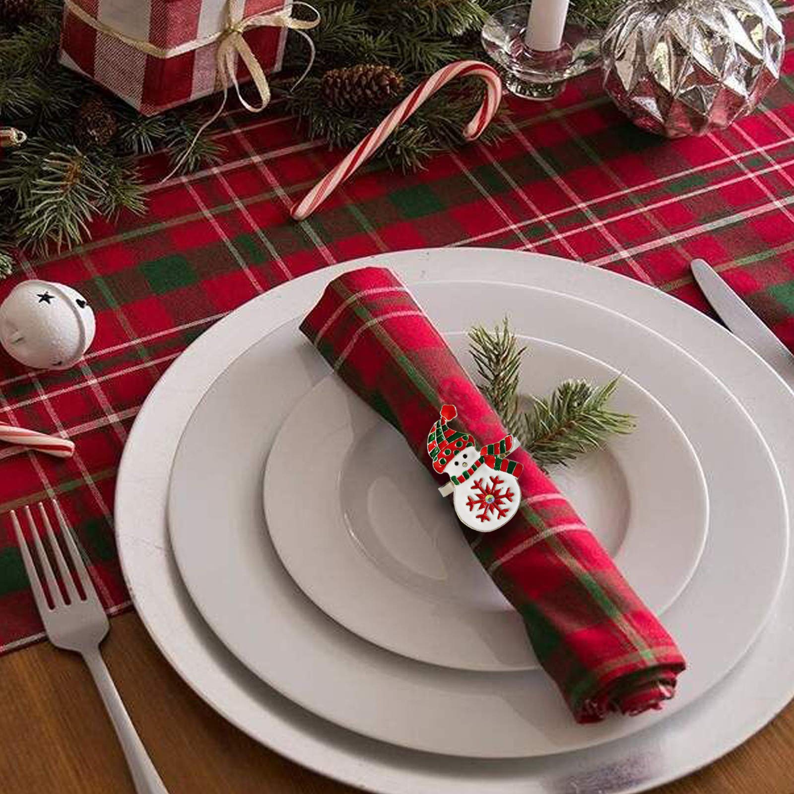 Kalopro snowman napkin ring with red and green accents for Christmas charm