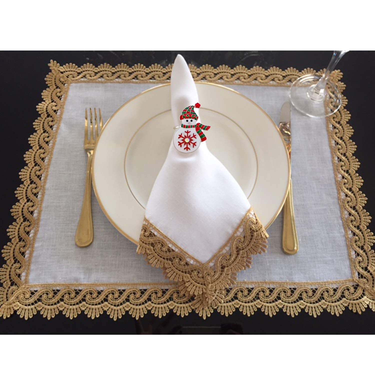 Kalopro snowman napkin ring complements napkins of any color