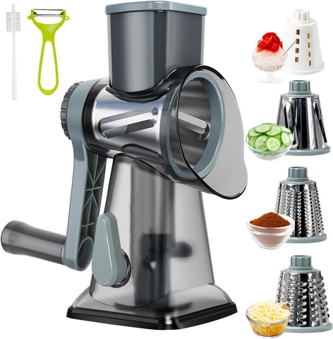 KalraMay rotary cheese grater with blue handle for comfortable, efficient shredding