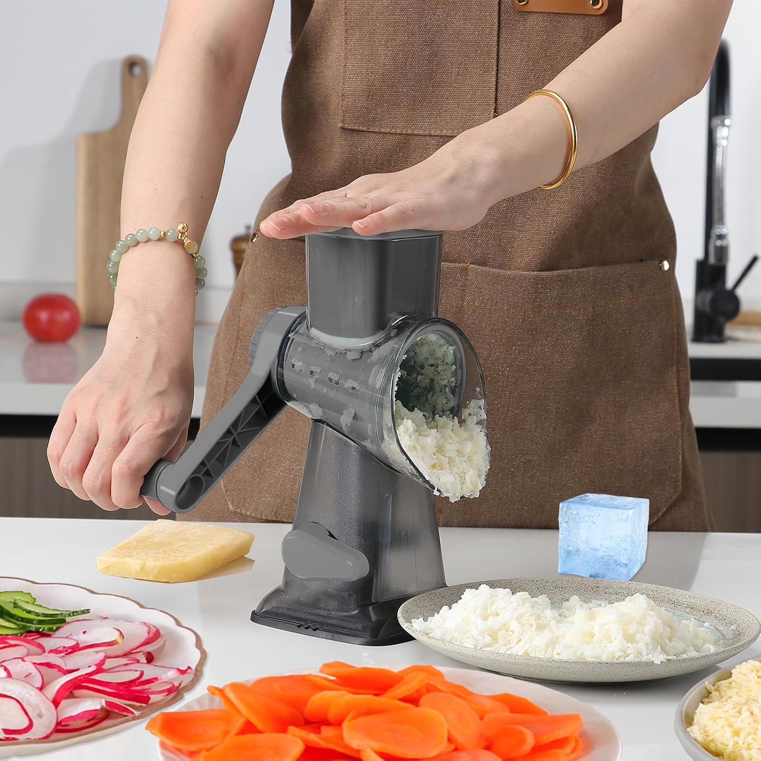 KalraMay rotary grater with stainless drum provides precise shredding