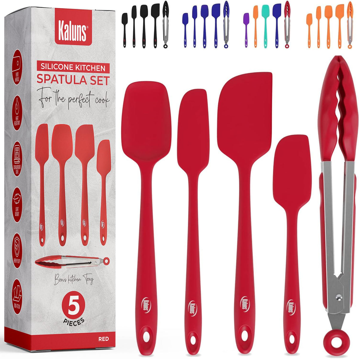 Kaluns silicone spoon spatula in use for scraping bowls with minimal residue