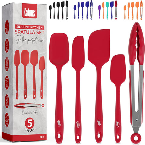 Kaluns silicone spoon spatula in use for scraping bowls with minimal residue