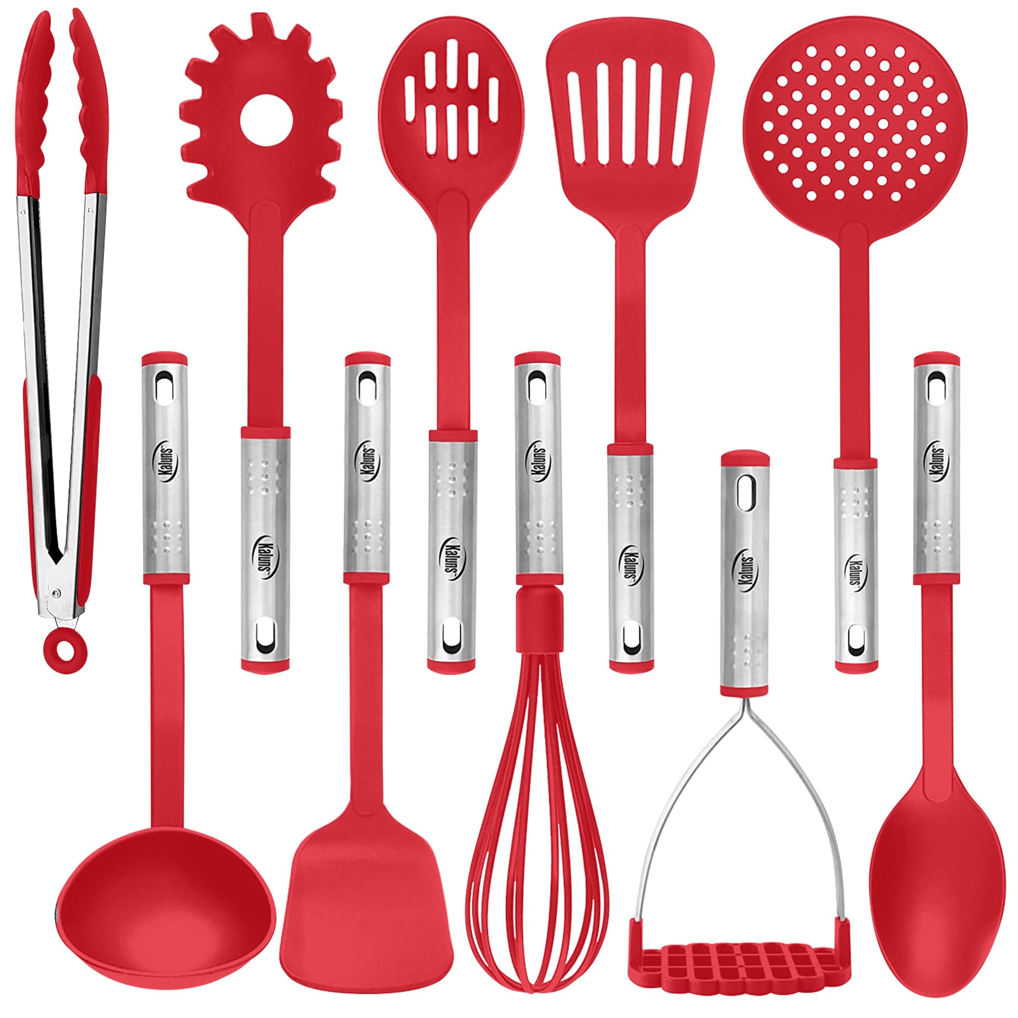 Kaluns solid spoon for versatile stirring on non-stick cookware.