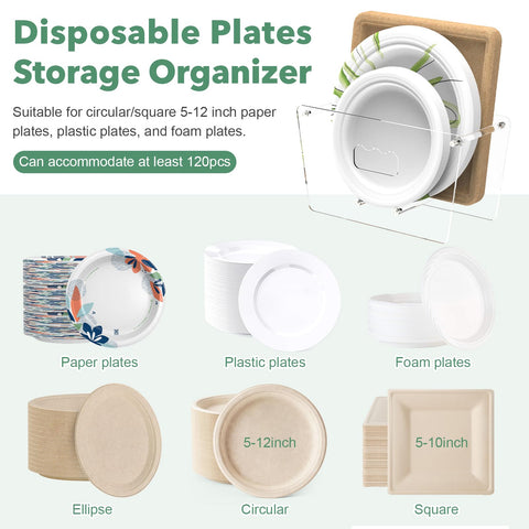 KALYLOC acrylic plate dispenser on countertop for easy access.