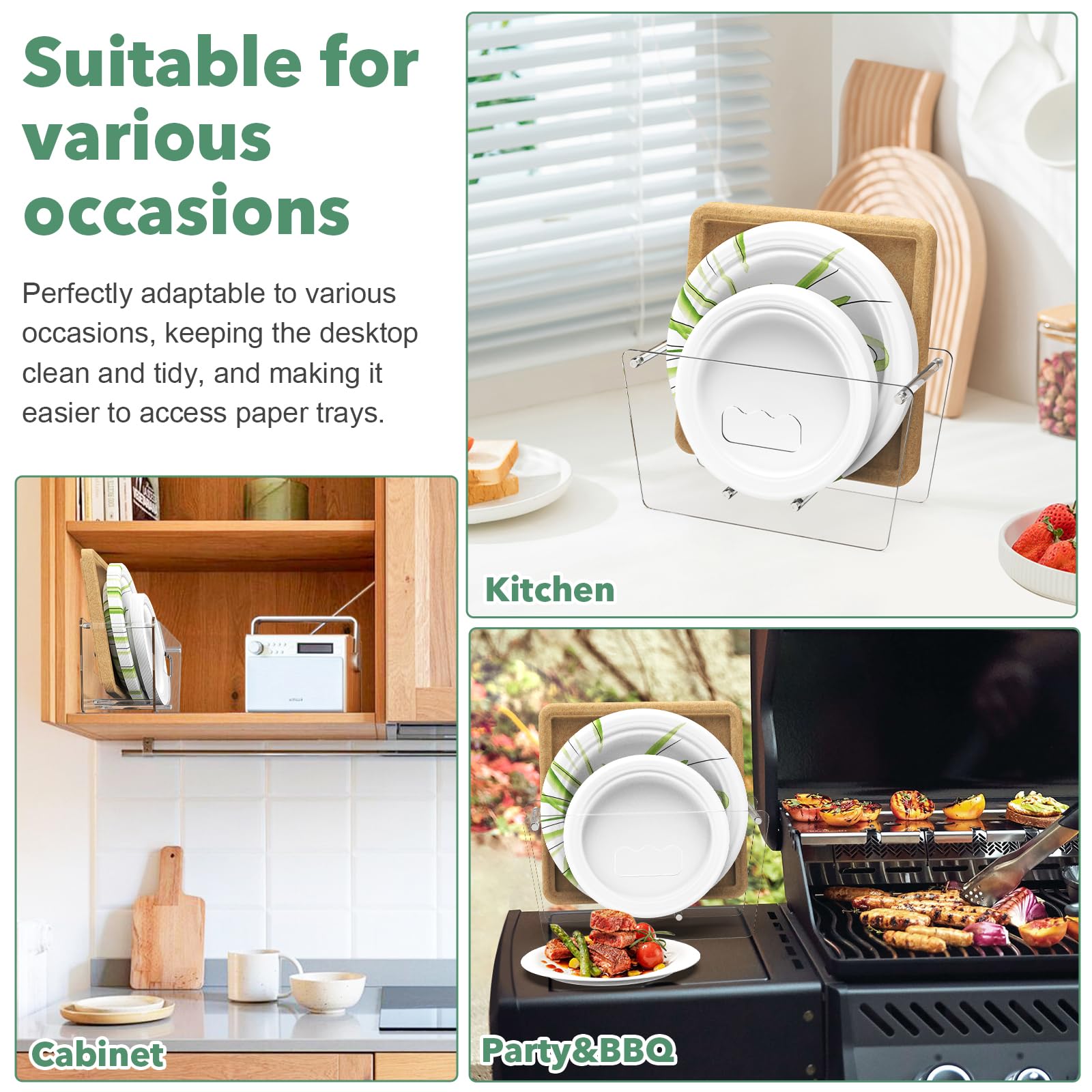 KALYLOC plastic foam plate organizer for neat storage.