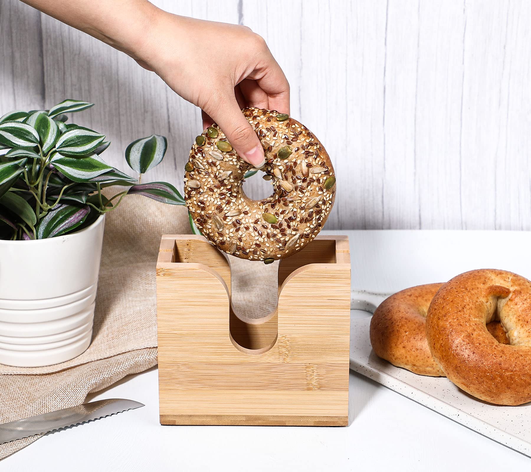 Kamehame bagel holder in kitchen ideal for home and cafe use