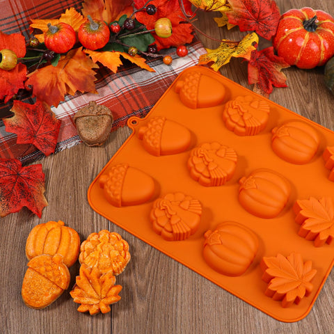 Kamehame 12-shape autumn mold showcasing varied fall themes