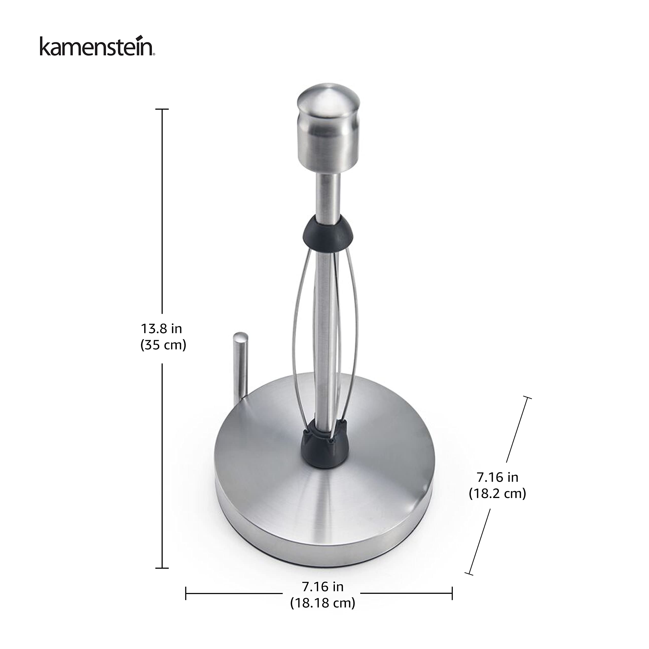 Kamenstein Perfect Tear brushed stainless steel body adds a modern kitchen look.