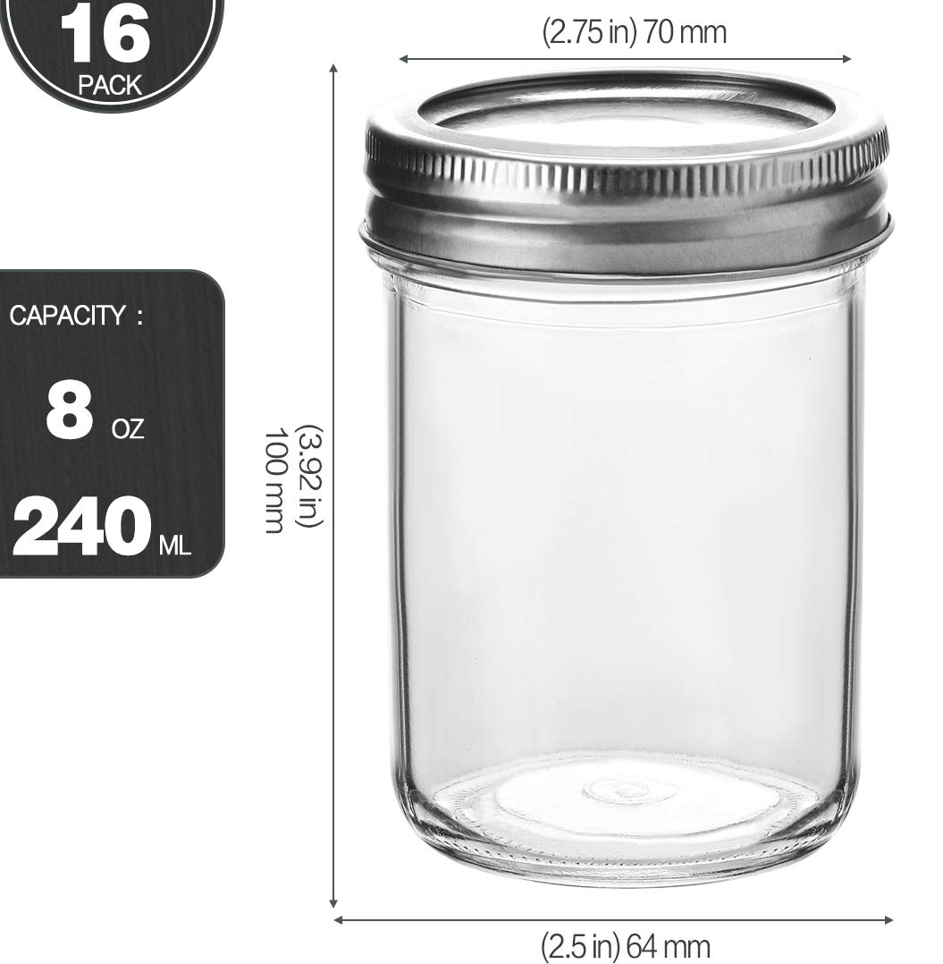 KAMOTA 16-pack mason jars ready for jams, gifts, or favors.
