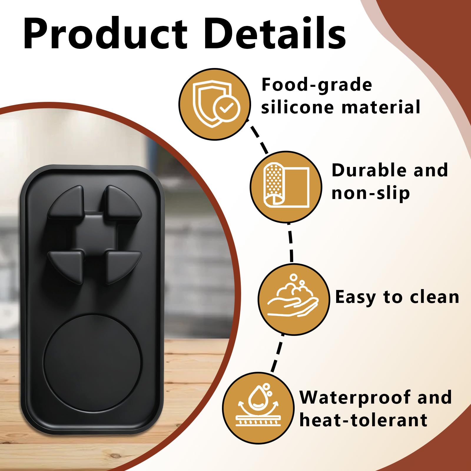 Kamrexi mat protects countertops from dents and stains during espresso prep.