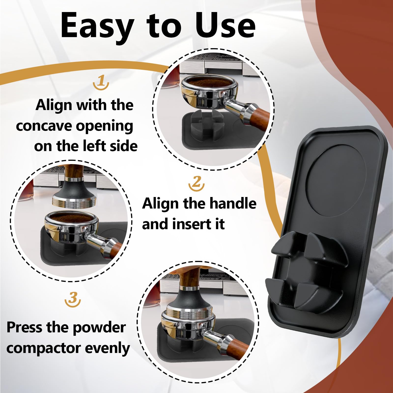 Kamrexi tamping mat helps reduce noise from coffee tools.