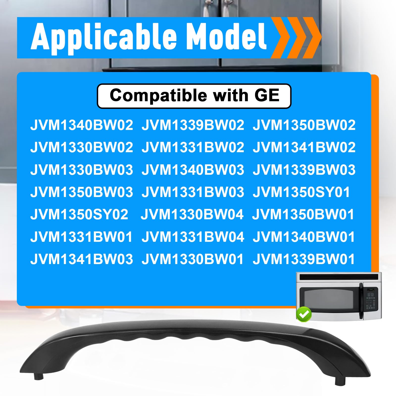 Kamrexi WB15x10020 easy-install door handle for GE Spacemaker XL with pre-drilled fit.