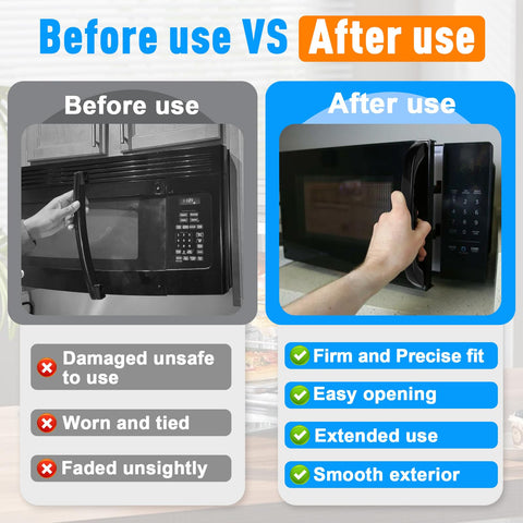 Kamrexi WB15x10020 durable black plastic microwave door handle for long-lasting use.