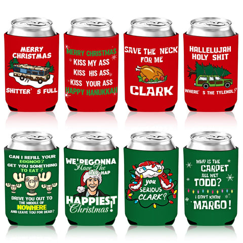 Kanmeii Christmas Vacation can cooler 8-pack keeps drinks cold and adds festive humor.