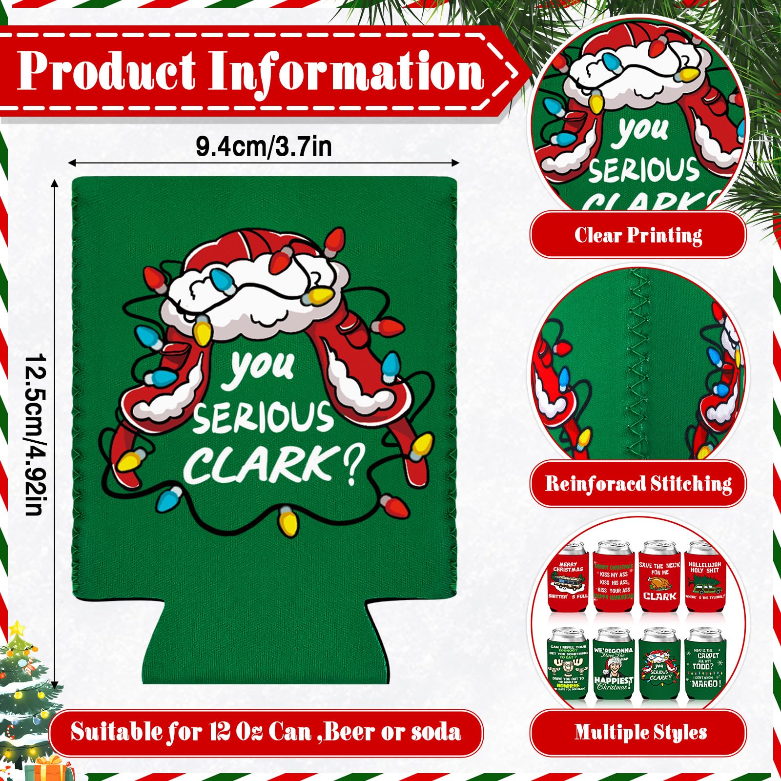 Kanmeii Christmas Vacation can sleeve with classic quotes enhances party ambiance.