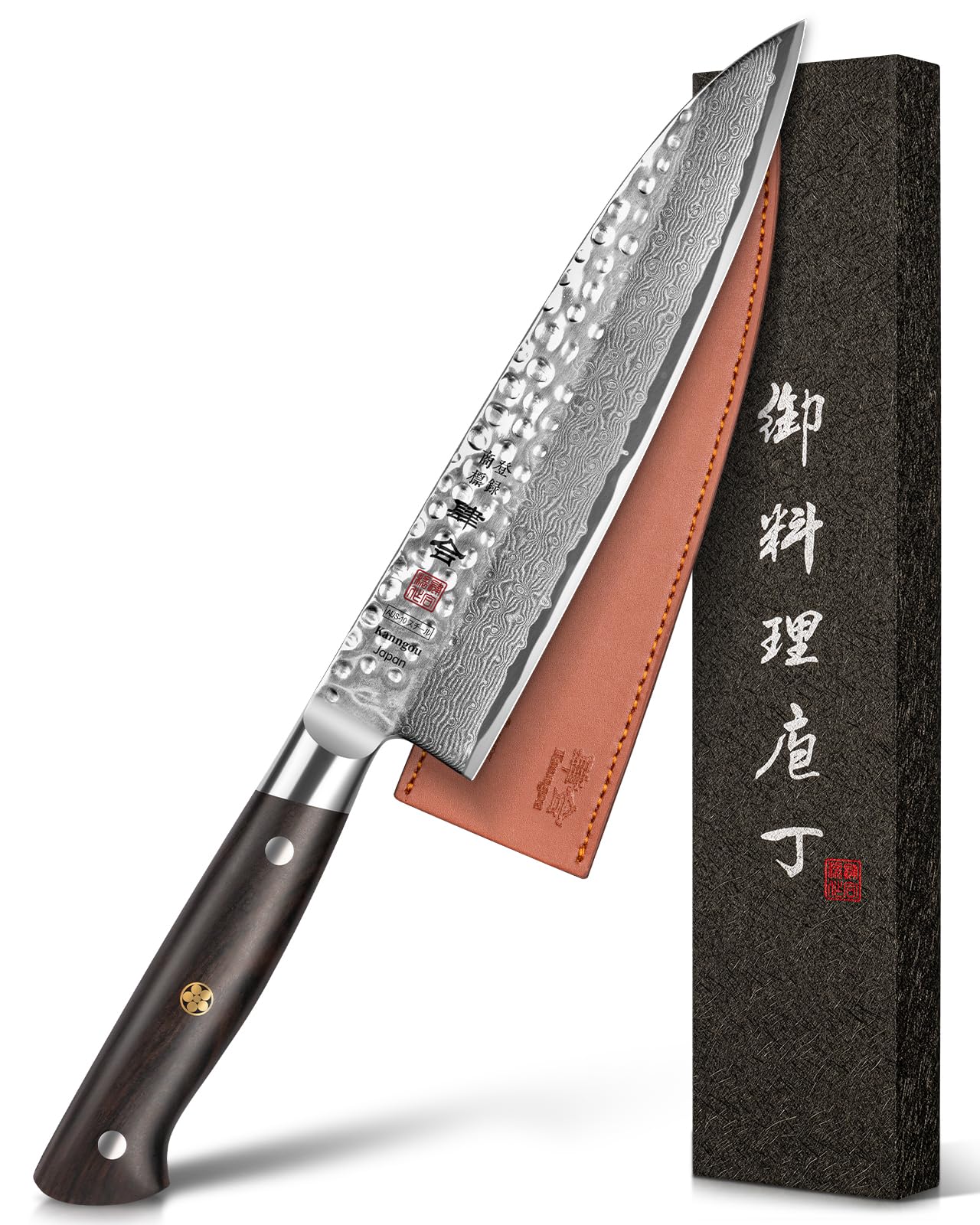 kanngou 8-27 inch Japanese chef knife with damascus blade for precise slicing