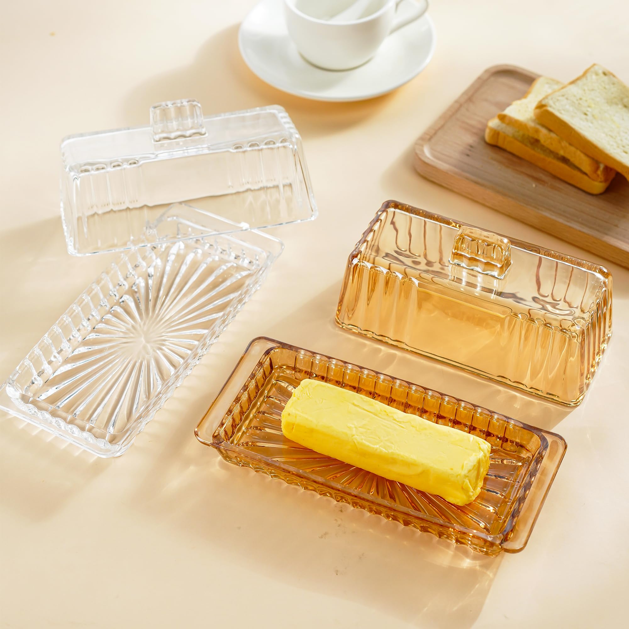 kanpura crystal glass butter tray with cover adds elegant dining table styling