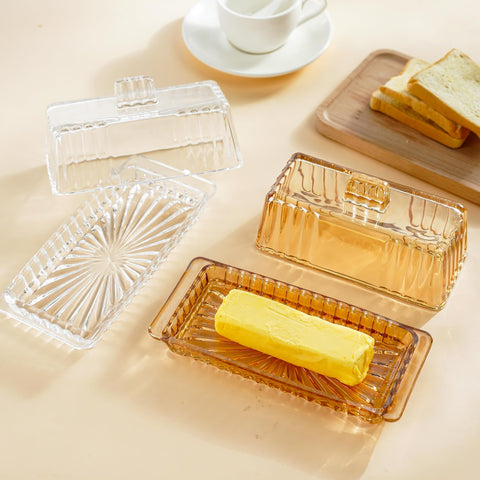 kanpura crystal glass butter tray with cover adds elegant dining table styling