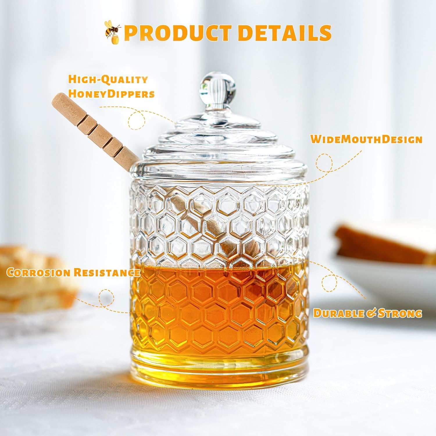 Kanpura transparent honey jar shows honey level and cleanliness at a glance
