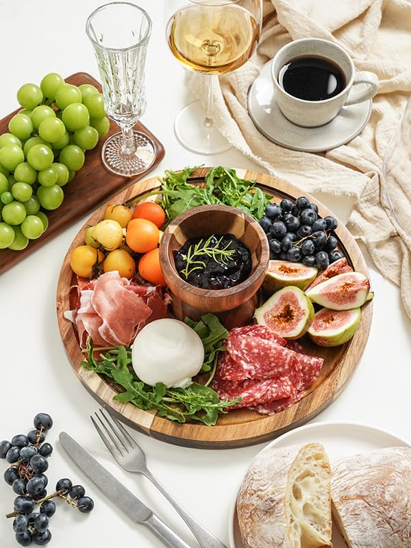 Kanwone Acacia Wood 2-in-1 Serving Plate offers versatile party displays.