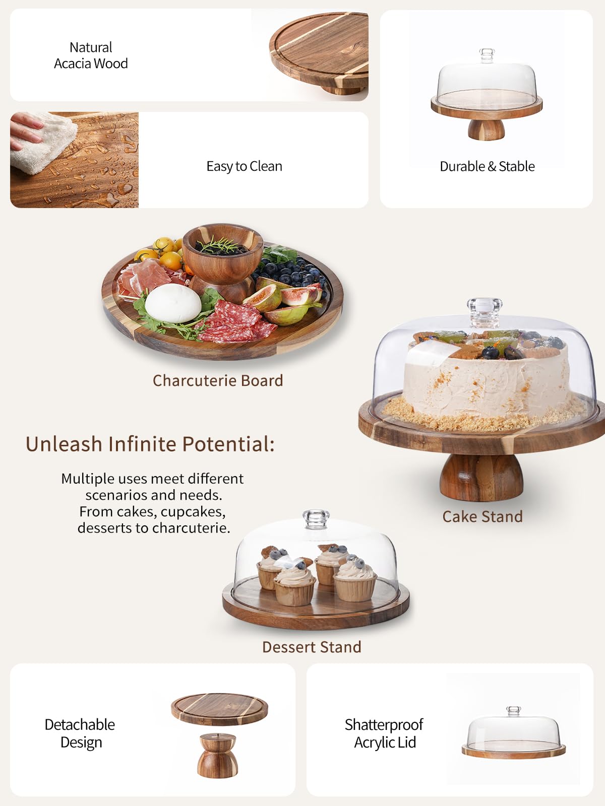 Kanwone Acacia Wood Charcuterie Board Stand transforms into stylish appetizers.