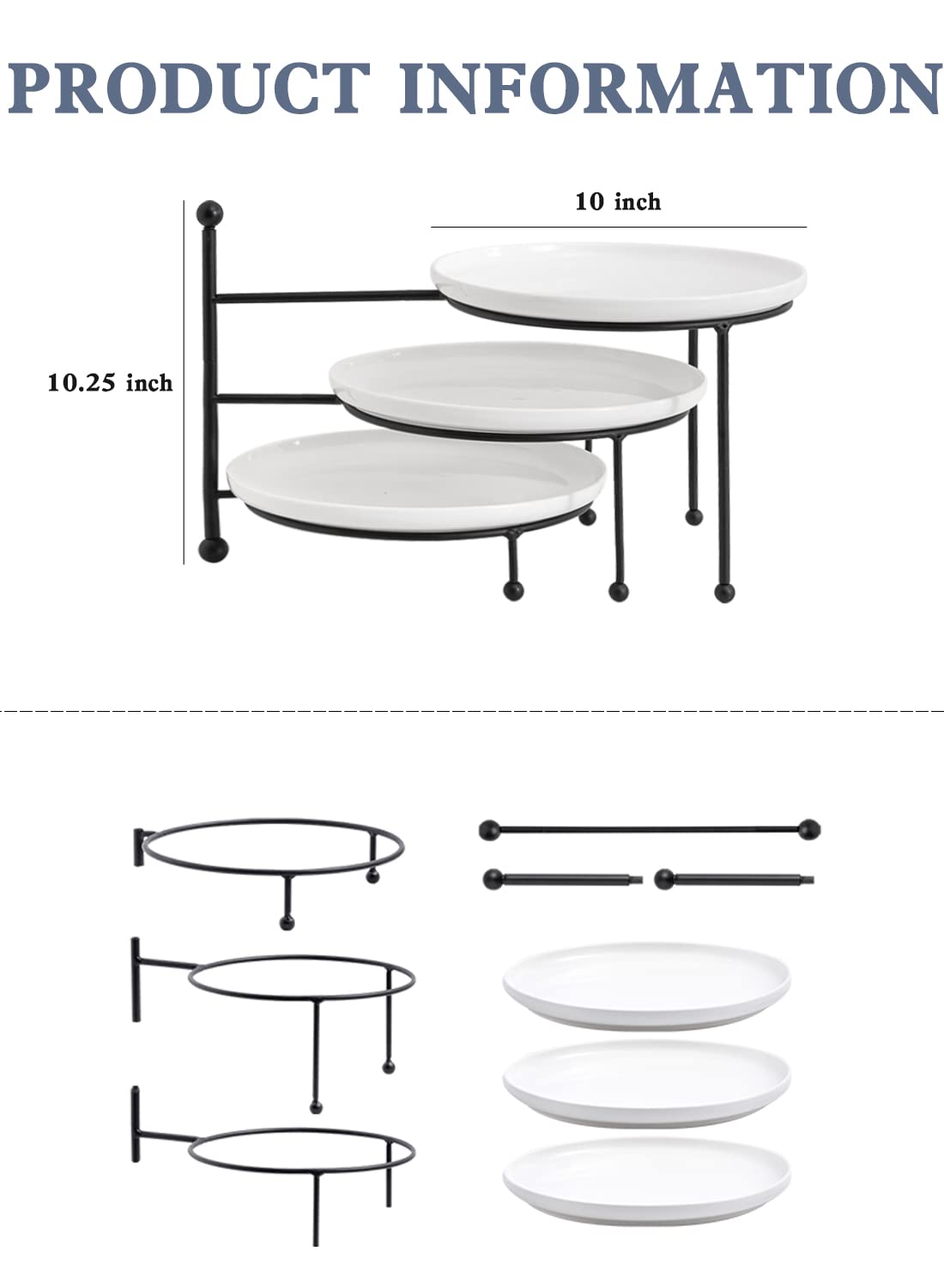 Kanwone porcelain 10-inch round plates ideal for cupcakes and fruit displays.