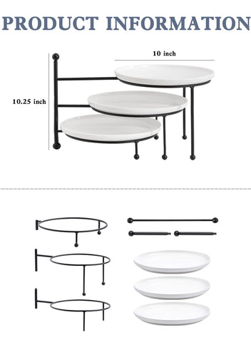 Kanwone porcelain 10-inch round plates ideal for cupcakes and fruit displays.