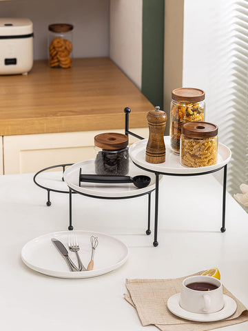 Kanwone 10-inch trays fit desserts, donuts, and fruit neatly for guests.
