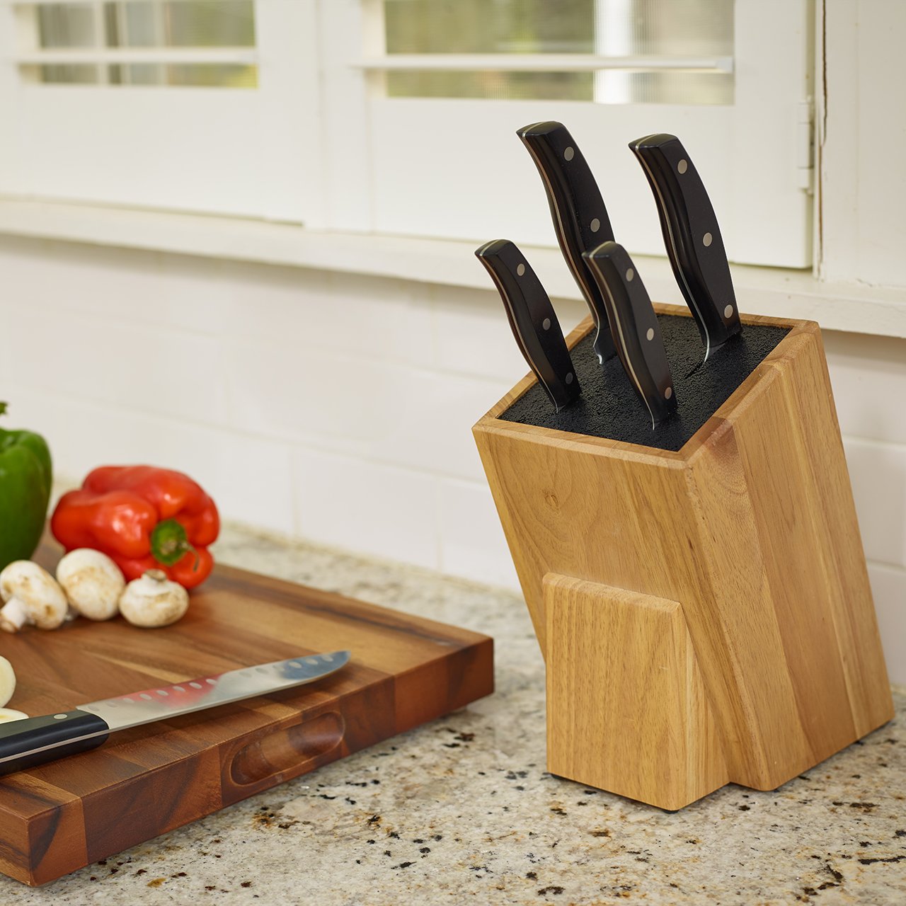 Kapoosh Dice Knife Block with removable flex rods for easy cleaning.